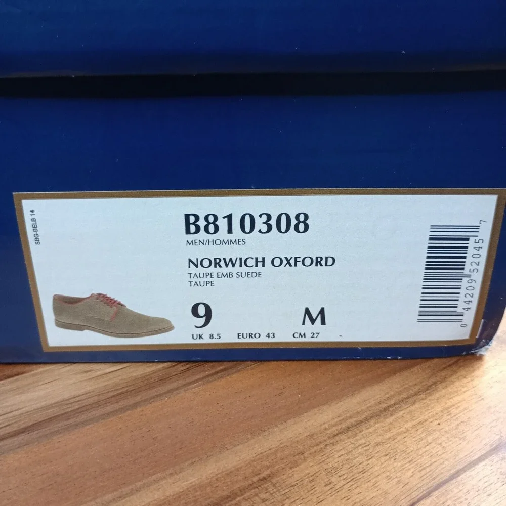 Sebago Norwich Oxfords Mens Shoes Sz 9‎ M Taupe Bison Leather Suede B810308